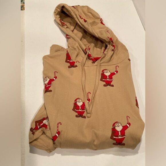 Men’s Denim & Flower Ricky Singh Santa All-Over Pattern Hooded Long Sleeve - Picture 8 of 8